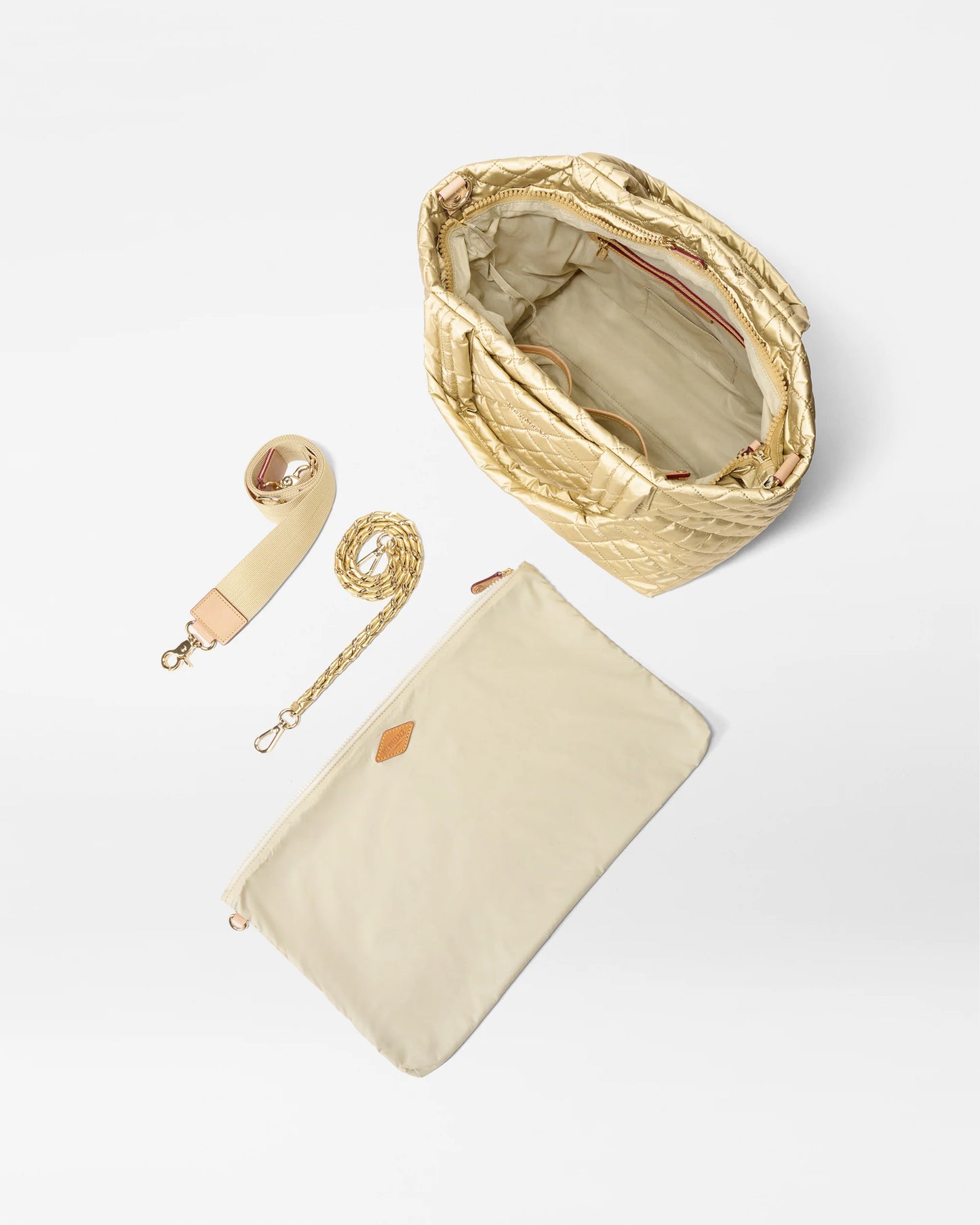 Small Metro Tote Dlx W/Chain - Light Gold Pearl