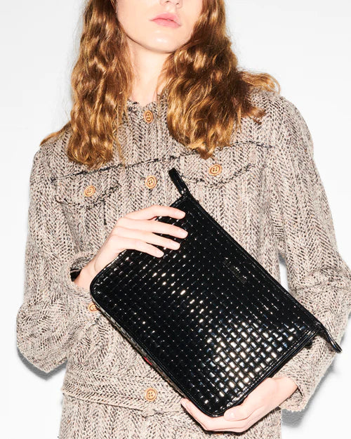 CLUTCH-WOVEN BLACK LACQUER