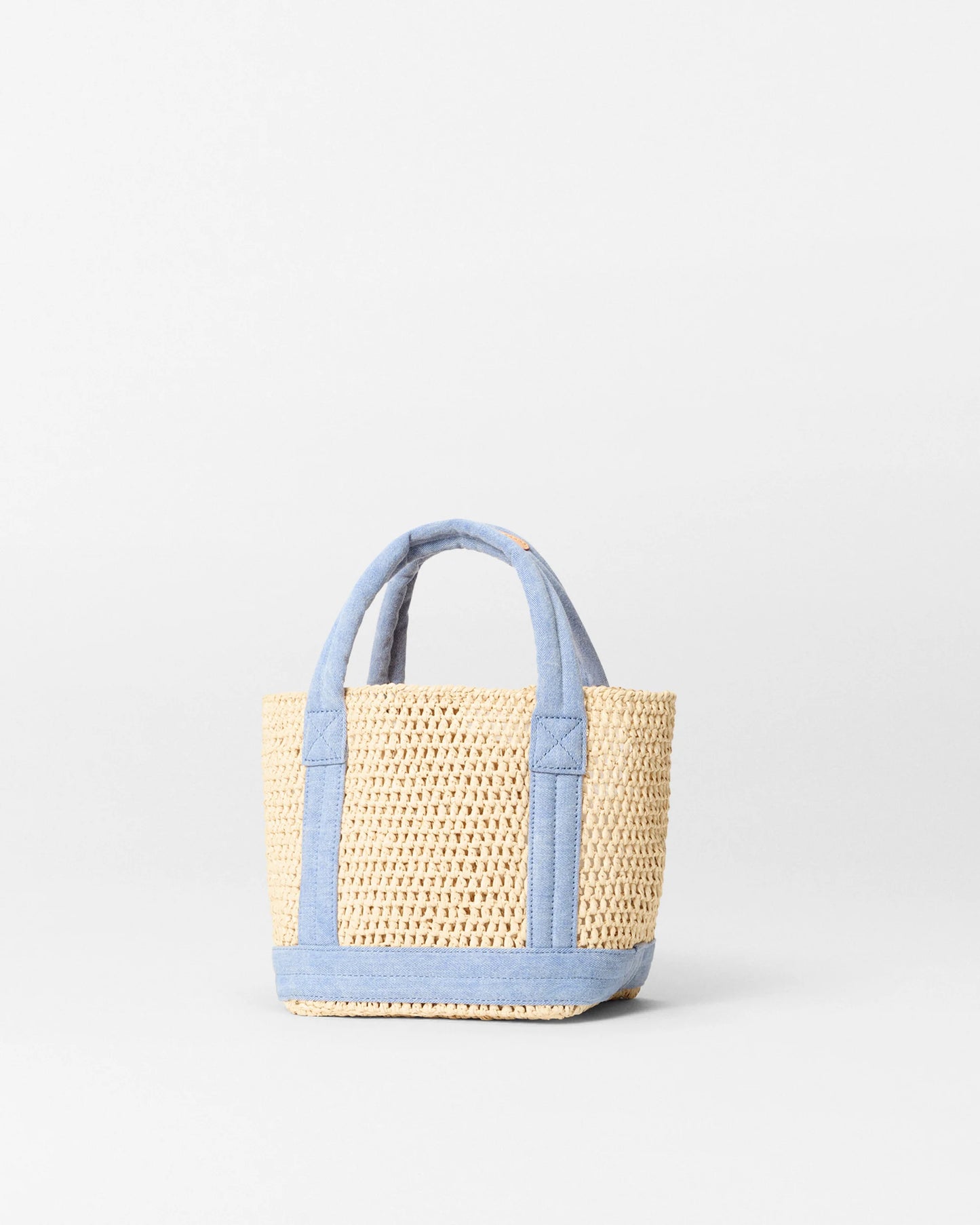 Mini Raffia / Crochet Tote - Light Denim