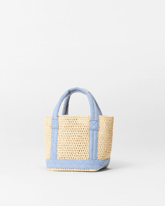 Mini Raffia / Crochet Tote - Light Denim