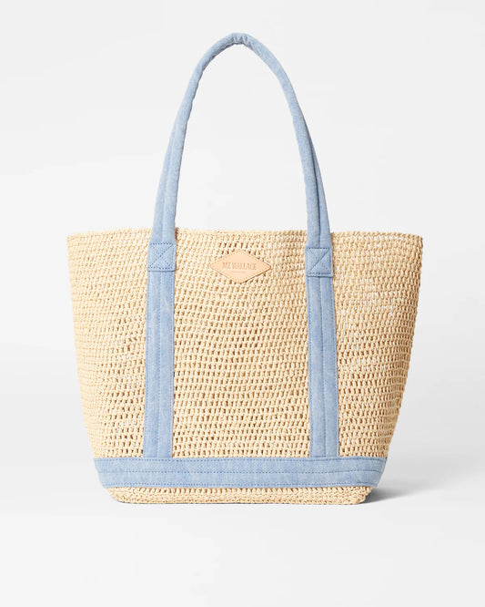 Medium Raffia / Crochet tote - Light Denim