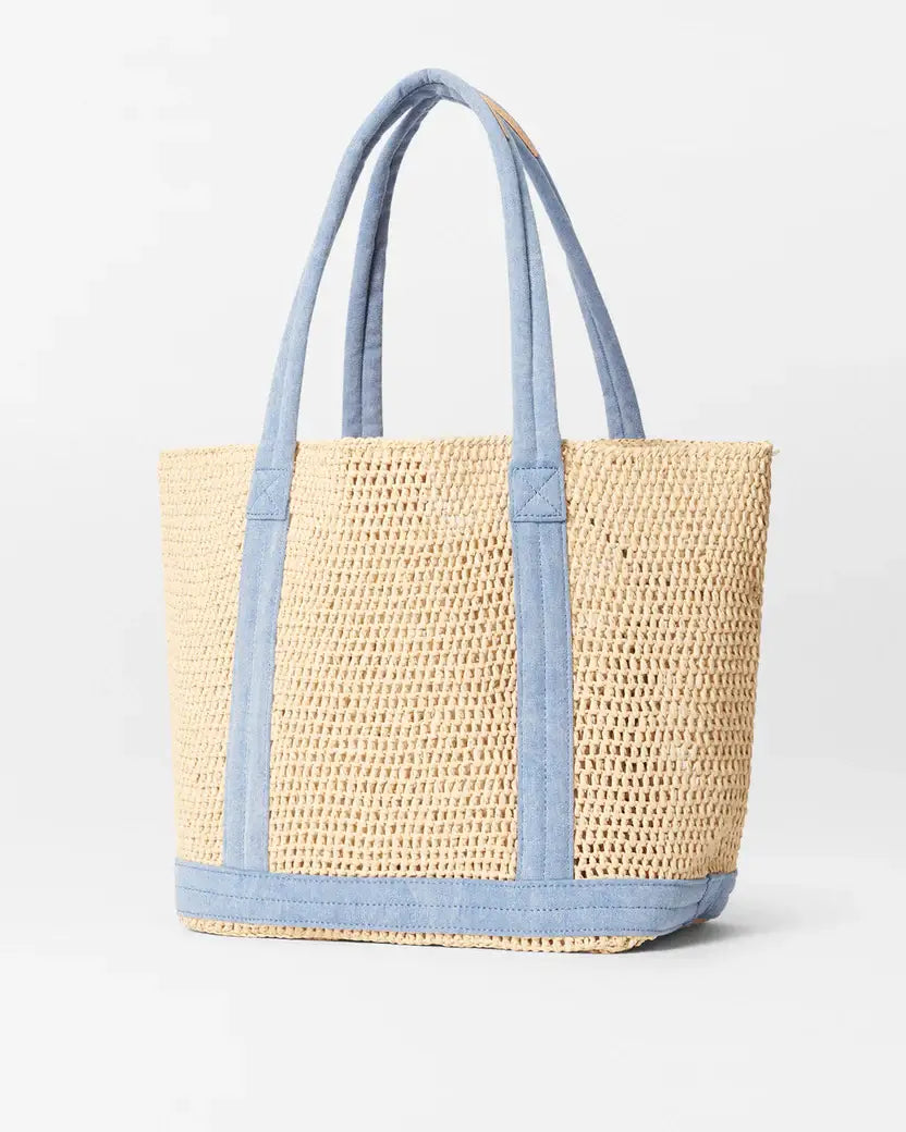 Medium Raffia / Crochet tote - Light Denim