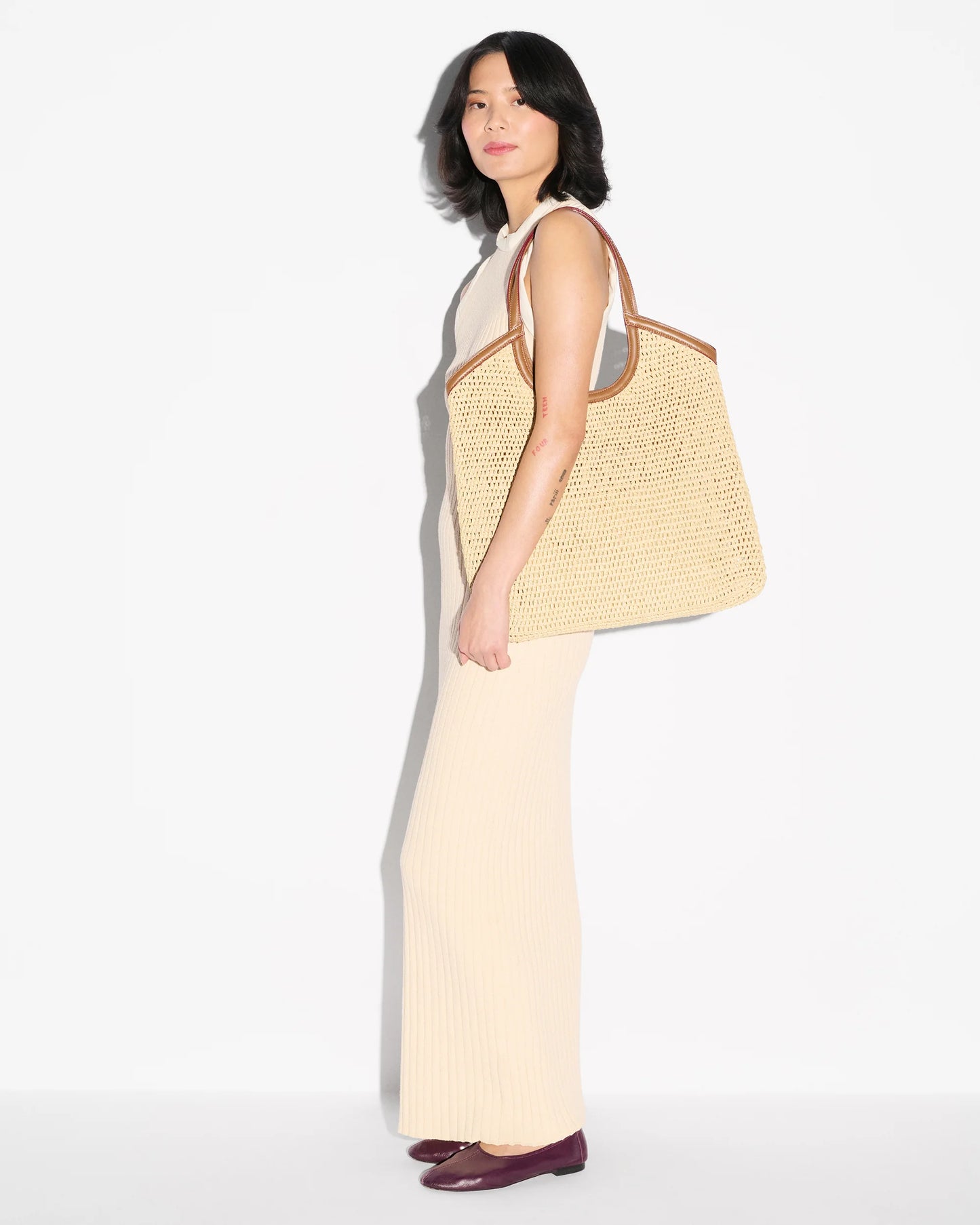 mini Crochet Georgica tote - Camel